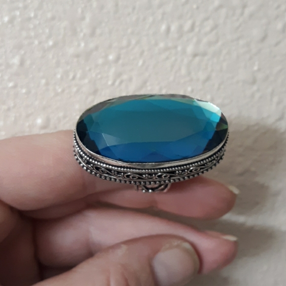 New Stunning Rainbow Mystic Topaz 925 Silver Statement Ring. - Picture 7 of 8